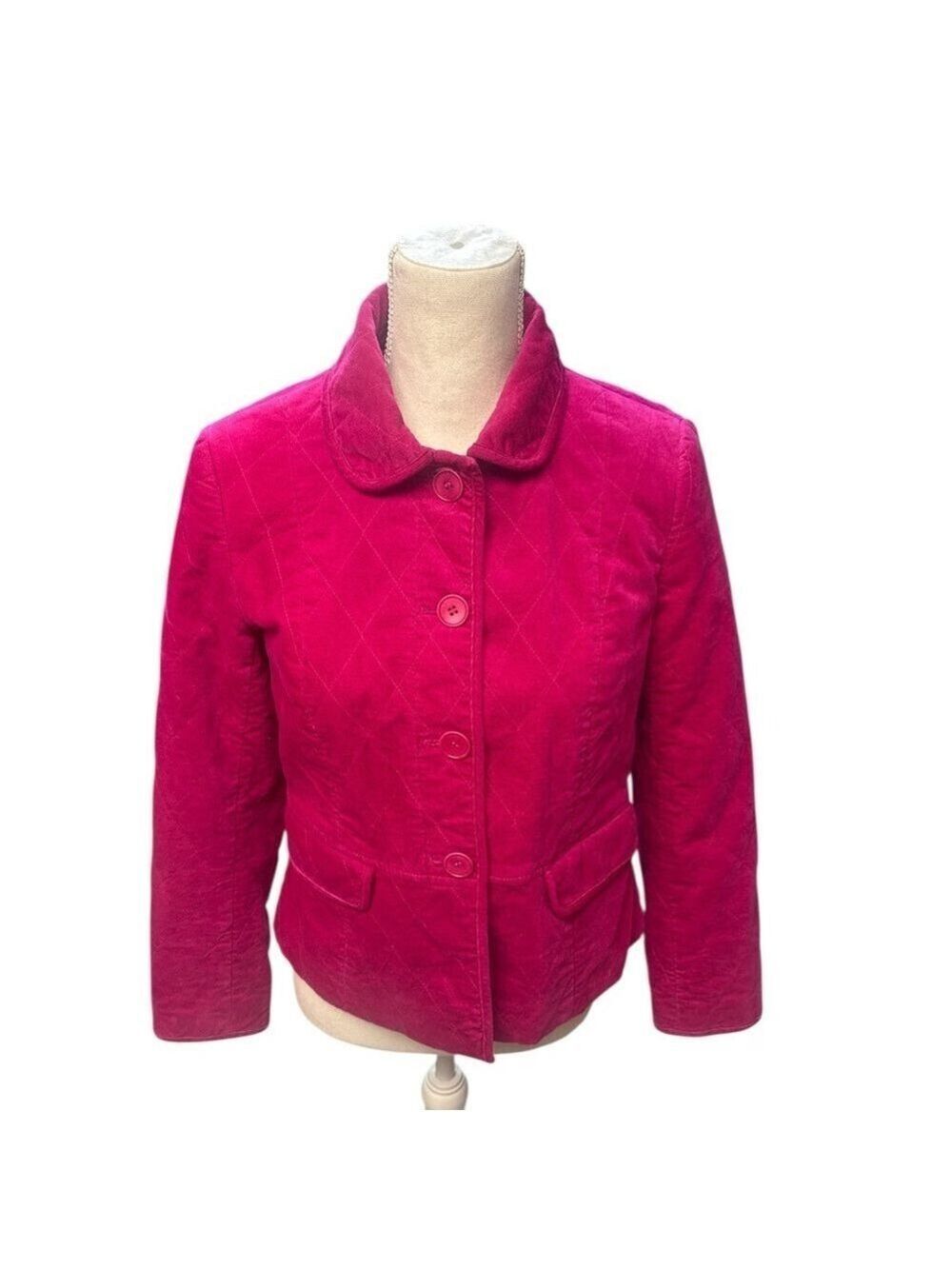 Talbots Women's Pink Quilted Velvet Jacket Size 10 Petite